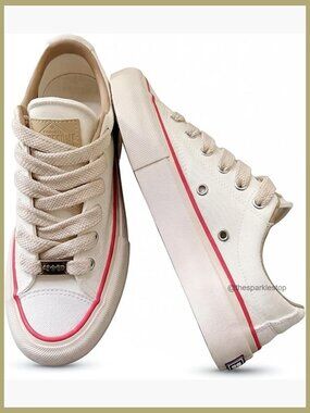 Unisex Platform Canvas Sneakers, Retro Low Top Skate Shoes with Suede Toe Cap